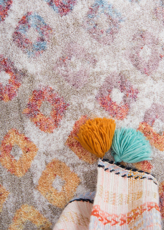 Multicolor 3' 3 x 3' 3 Rainbow Round Area Rug Colorful Modern Unique Carpet for Living Rooms, Dining, Bedrooms, Office, Dorms for Sale at Rug Engine
