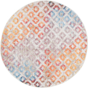 Multicolor 3' 3 x 3' 3 Rainbow Round Area Rug Colorful Modern Unique Carpet for Living Rooms, Dining, Bedrooms, Office, Dorms for Sale at Rug Engine