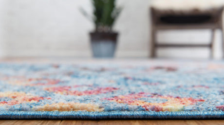 Blue 7' 1 x 10' Rainbow Rectangle Area Rug Colorful Modern Unique Carpet for Living Rooms, Dining, Bedrooms, Office, Dorms for Sale at Rug Engine