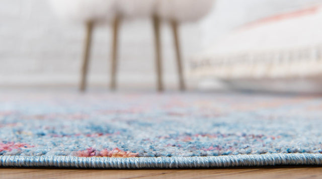 Blue 3' 3 x 3' 3 Rainbow Round Area Rug Colorful Modern Unique Carpet for Living Rooms, Dining, Bedrooms, Office, Dorms for Sale at Rug Engine