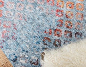 Blue 6' 1 x 6' 1 Rainbow Round Area Rug Colorful Modern Unique Carpet for Living Rooms, Dining, Bedrooms, Office, Dorms for Sale at Rug Engine