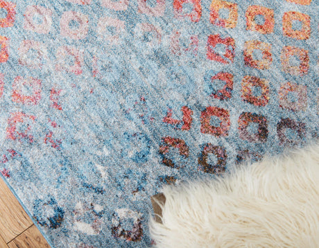 Blue 6' 1 x 6' 1 Rainbow Round Area Rug Colorful Modern Unique Carpet for Living Rooms, Dining, Bedrooms, Office, Dorms for Sale at Rug Engine