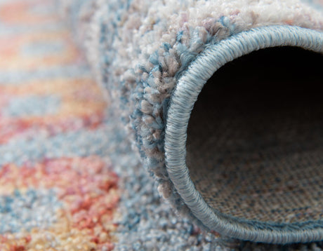 Blue 6' 1 x 6' 1 Rainbow Round Area Rug Colorful Modern Unique Carpet for Living Rooms, Dining, Bedrooms, Office, Dorms for Sale at Rug Engine