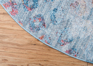 Blue 6' 1 x 6' 1 Rainbow Round Area Rug Colorful Modern Unique Carpet for Living Rooms, Dining, Bedrooms, Office, Dorms for Sale at Rug Engine