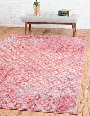 Pink 3' 3 x 5' 3 Rainbow Rectangle Area Rug Colorful Modern Unique Carpet for Living Rooms, Dining, Bedrooms, Office, Dorms for Sale at Rug Engine