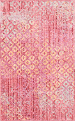 Pink 3' 3 x 5' 3 Rainbow Rectangle Area Rug Colorful Modern Unique Carpet for Living Rooms, Dining, Bedrooms, Office, Dorms for Sale at Rug Engine