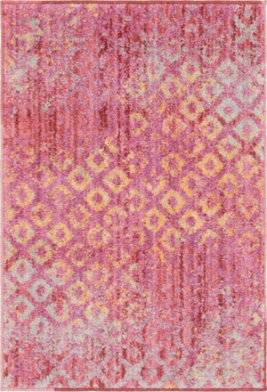 Pink 2' 2 x 3' 1 Rainbow Rectangle Area Rug Colorful Modern Unique Carpet for Living Rooms, Dining, Bedrooms, Office, Dorms for Sale at Rug Engine
