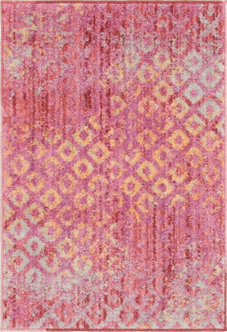 Pink 2' 2 x 3' 1 Rainbow Rectangle Area Rug Colorful Modern Unique Carpet for Living Rooms, Dining, Bedrooms, Office, Dorms for Sale at Rug Engine