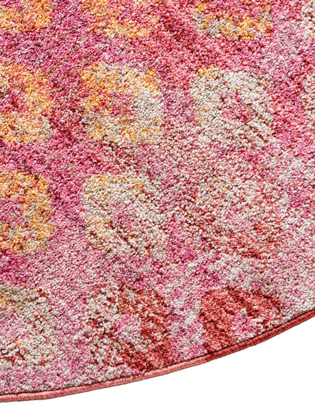Pink 3' 3 x 3' 3 Rainbow Round Area Rug Colorful Modern Unique Carpet for Living Rooms, Dining, Bedrooms, Office, Dorms for Sale at Rug Engine