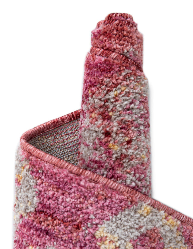 Pink 6' 1 x 6' 1 Rainbow Round Area Rug Colorful Modern Unique Carpet for Living Rooms, Dining, Bedrooms, Office, Dorms for Sale at Rug Engine