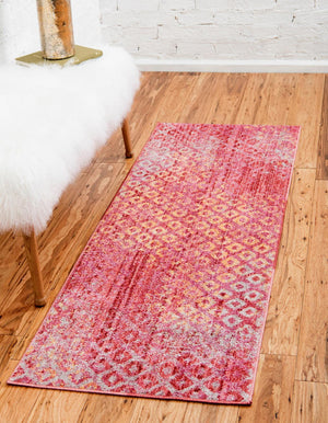 Pink 2' x 6' 1 Rainbow Runner Area Rug Colorful Modern Unique Carpet for Living Rooms, Dining, Bedrooms, Office, Dorms for Sale at Rug Engine