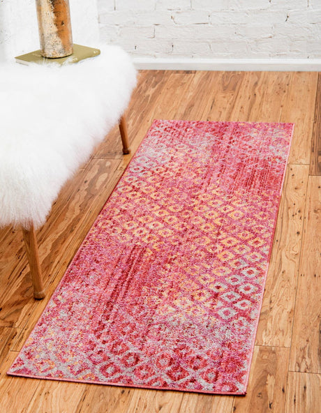 Pink 2' x 6' 1 Rainbow Runner Area Rug Colorful Modern Unique Carpet for Living Rooms, Dining, Bedrooms, Office, Dorms for Sale at Rug Engine