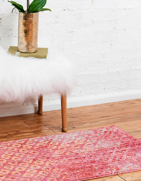 Pink 2' x 6' 1 Rainbow Runner Area Rug Colorful Modern Unique Carpet for Living Rooms, Dining, Bedrooms, Office, Dorms for Sale at Rug Engine