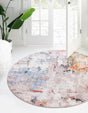 Multicolor 5' x 5' Rainbow Round Area Rug Colorful Modern Unique Carpet for Living Rooms, Dining, Bedrooms, Office, Dorms for Sale at Rug Engine