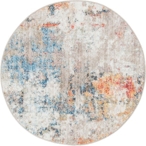 Multicolor 3' 3 x 3' 3 Rainbow Round Area Rug Colorful Modern Unique Carpet for Living Rooms, Dining, Bedrooms, Office, Dorms for Sale at Rug Engine
