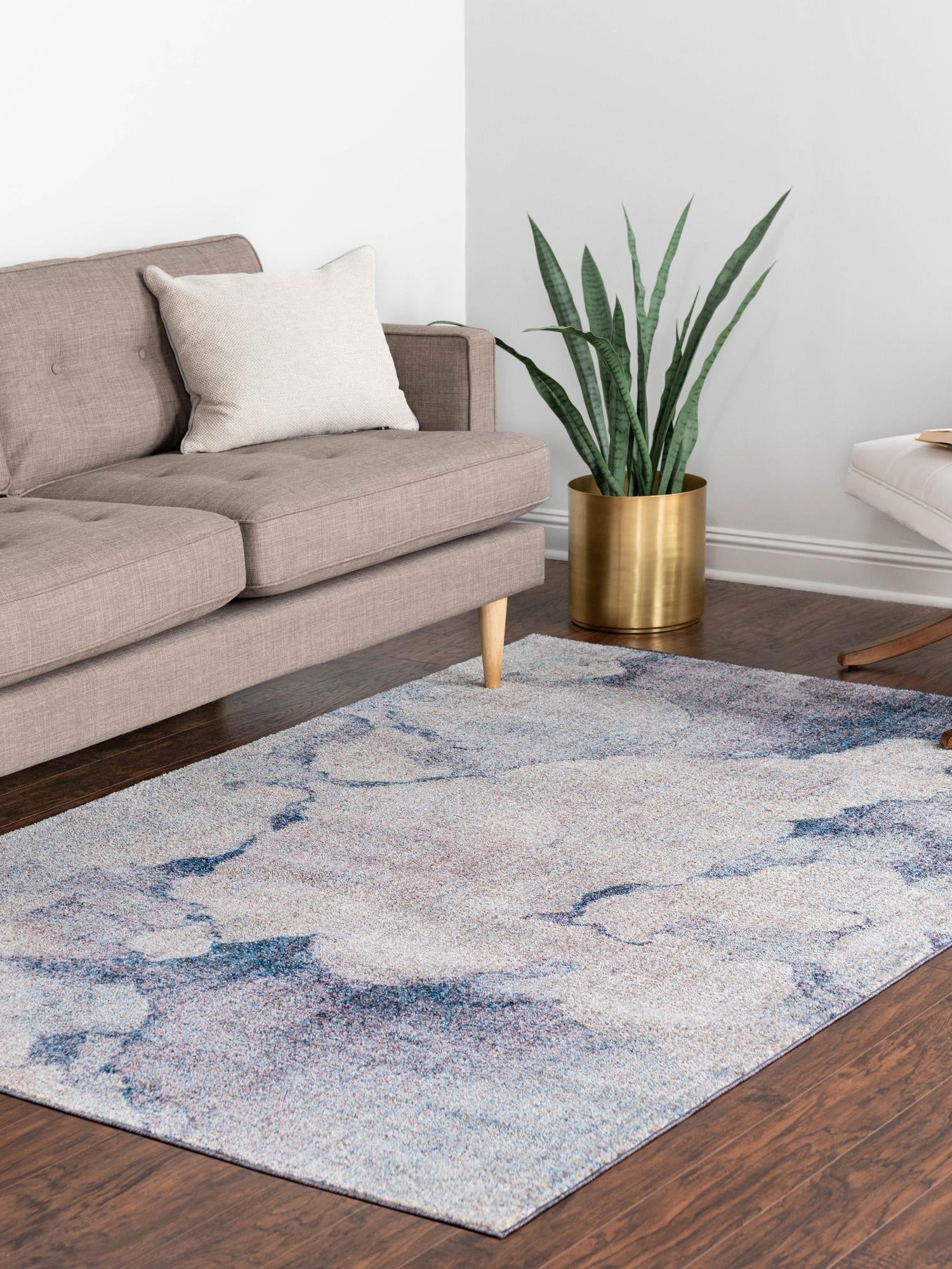 Blue Gray 7' x 10' Rainbow Rectangle Area Rug Colorful Modern Unique Carpet for Living Rooms, Dining, Bedrooms, Office, Dorms for Sale at Rug Engine