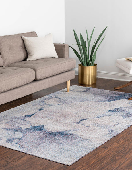 Blue Gray 7' x 10' Rainbow Rectangle Area Rug Colorful Modern Unique Carpet for Living Rooms, Dining, Bedrooms, Office, Dorms for Sale at Rug Engine