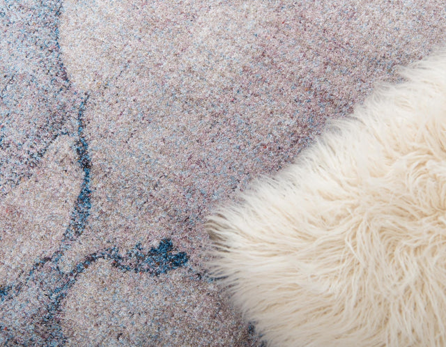 Blue Gray 6' 1 x 6' 1 Rainbow Round Area Rug Colorful Modern Unique Carpet for Living Rooms, Dining, Bedrooms, Office, Dorms for Sale at Rug Engine