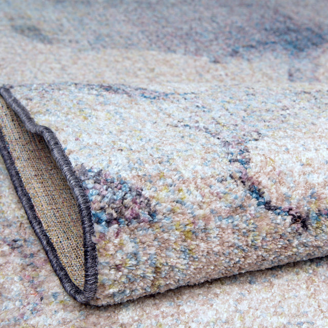 Blue Gray 3' 3 x 3' 3 Rainbow Round Area Rug Colorful Modern Unique Carpet for Living Rooms, Dining, Bedrooms, Office, Dorms for Sale at Rug Engine