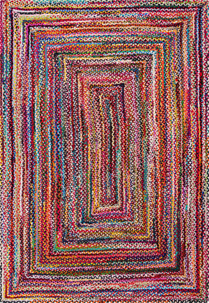 Multicolor 7' 1 x 10' Braided Chindi Rectangle Rug