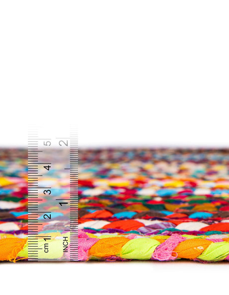 Multicolor 6' 1 x 6' 1 Braided Chindi Square Area Rug 100% Cotton Hand Braided Natural Eco-Friendly Boho Style Modern Carpet for Living Rooms Dining Office Dorm for Sale at Rug Engine