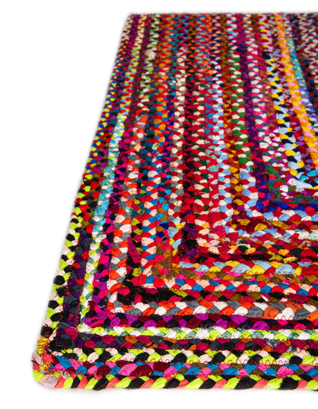Multicolor 8' x 8' Braided Chindi Square Area Rug 100% Cotton Hand Braided Natural Eco-Friendly Boho Style Modern Carpet for Living Rooms Dining Office Dorm for Sale at Rug Engine