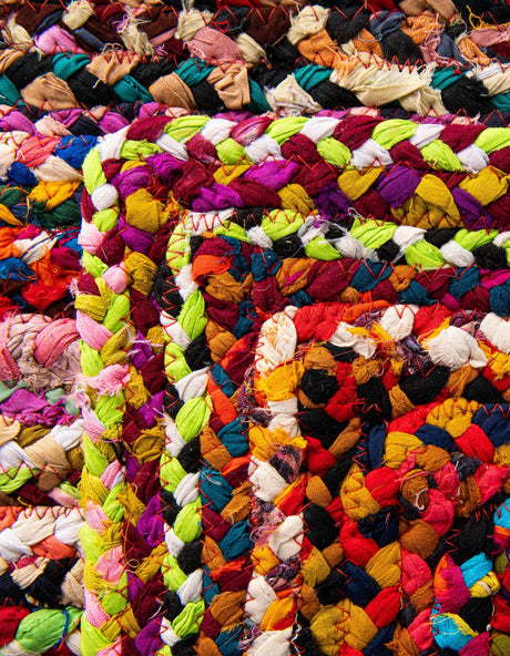 Multicolor 6' 1 x 6' 1 Braided Chindi Square Area Rug 100% Cotton Hand Braided Natural Eco-Friendly Boho Style Modern Carpet for Living Rooms Dining Office Dorm for Sale at Rug Engine