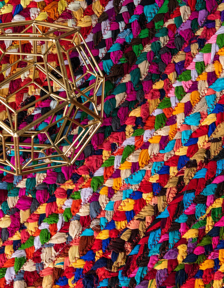 Multicolor 8' x 8' Braided Chindi Round Area Rug 100% Cotton Hand Braided Natural Eco-Friendly Boho Style Modern Carpet for Living Rooms Dining Office Dorm for Sale at Rug Engine