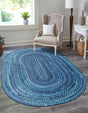 Blue 8' x 10' Braided Chindi Oval Rug