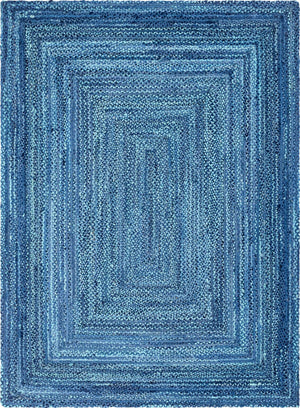 Blue 9' x 12' Braided Chindi Rectangle Rug