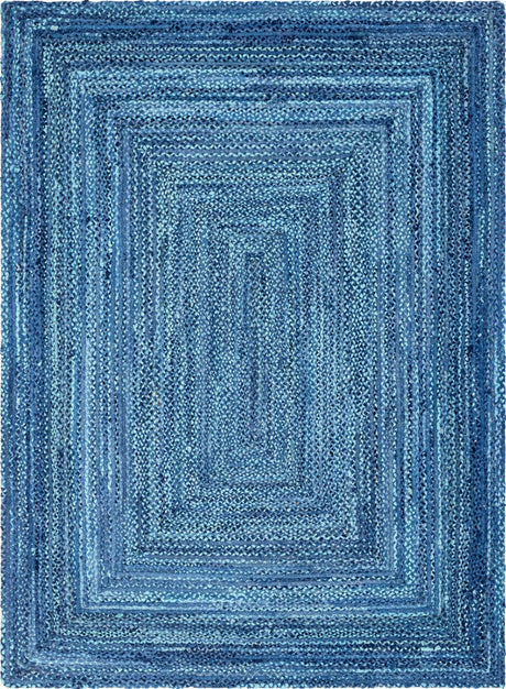 Blue 9' x 12' Braided Chindi Rectangle Rug
