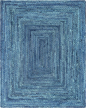 Blue 8' x 10' Braided Chindi Rectangle Area Rug 100% Cotton Hand Braided Natural Eco-Friendly Boho Style Modern Carpet for Living Rooms Dining Office Dorm for Sale at Rug Engine