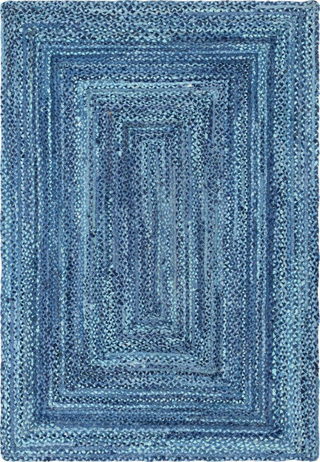 Blue 6' 1 x 9' Braided Chindi Rectangle Rug