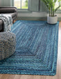 Blue 2' x 3' 1 Braided Chindi Rectangle Area Rug 100% Cotton Hand Braided Natural Eco-Friendly Boho Style Modern Carpet for Living Rooms Dining Office Dorm for Sale at Rug Engine