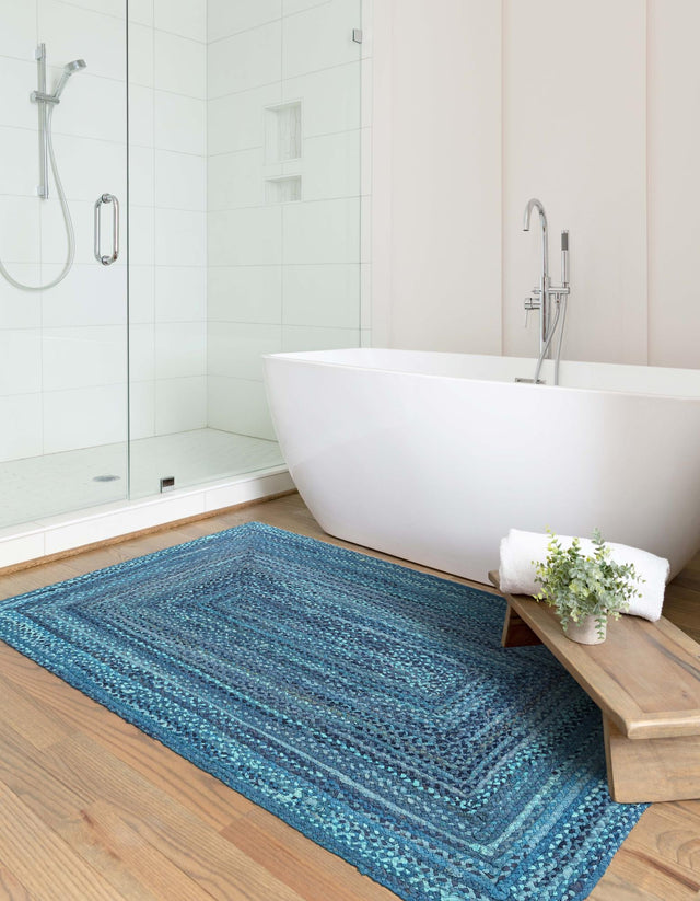 Blue 5' 1 x 8' Braided Chindi Rectangle Rug