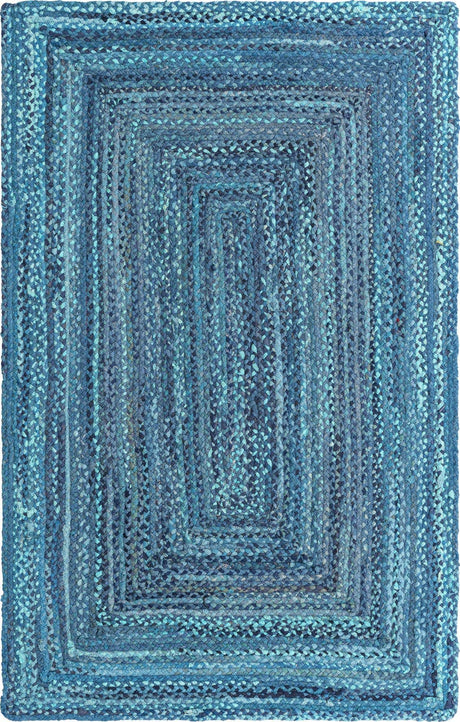 Blue 5' 1 x 8' Braided Chindi Rectangle Rug