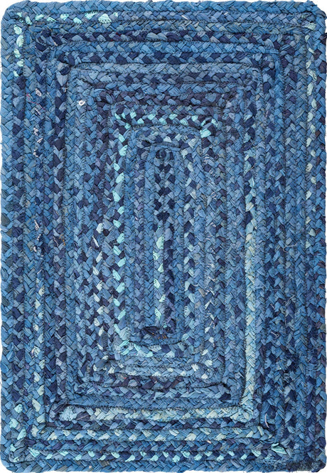 Blue 2' x 3' 1 Braided Chindi Rectangle Rug
