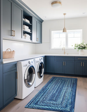 Blue 2' 6 x 6' 1 Braided Chindi Runner Rug