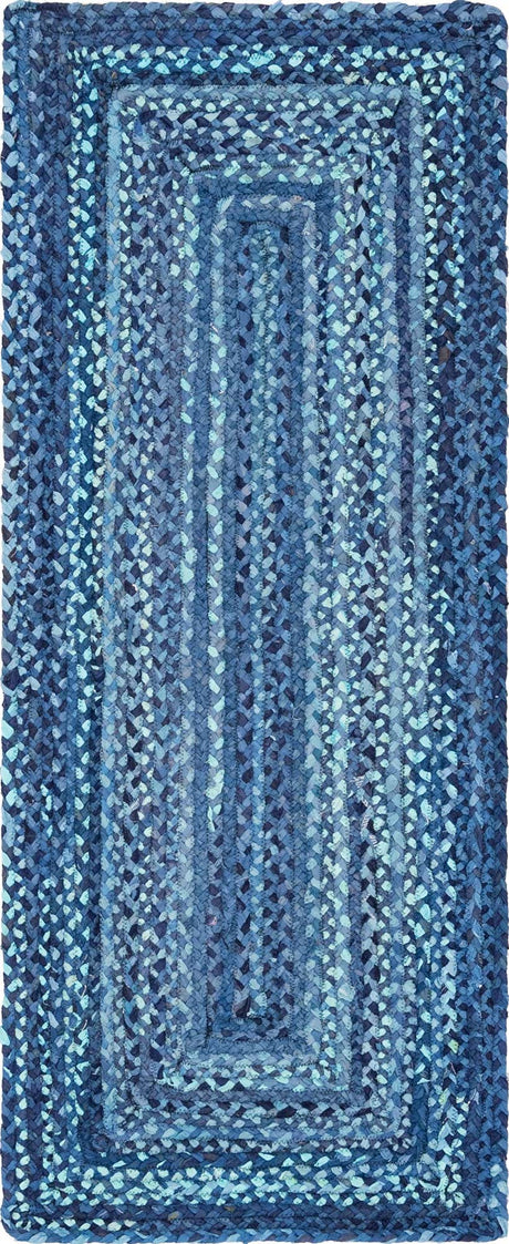 Blue 2' 6 x 6' 1 Braided Chindi Runner Rug