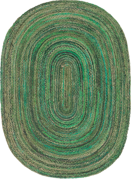 Green 8' x 10' Braided Chindi Oval Rug