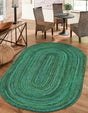 Green 3' 3 x 5' 1 Braided Chindi Oval Rug