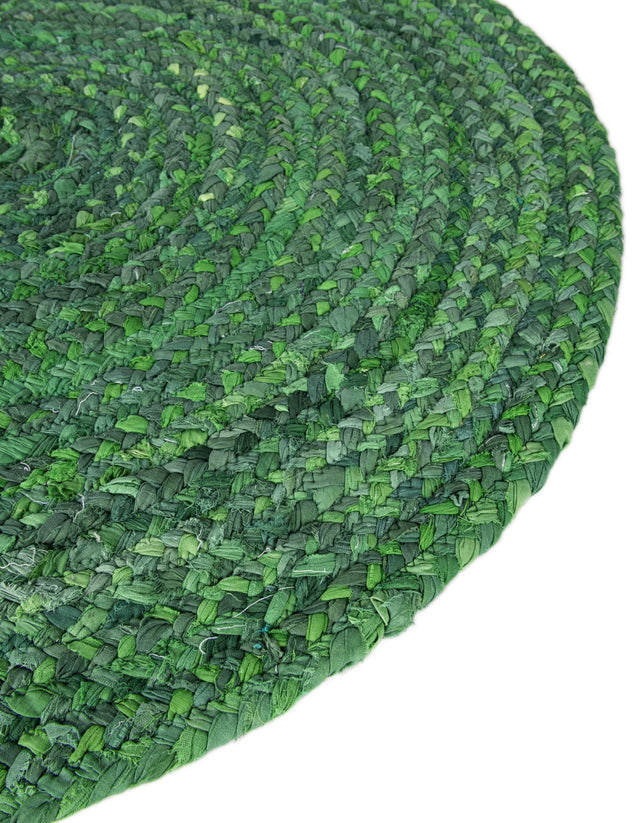 Green 3' 3 x 3' 3 Braided Chindi Round Rug