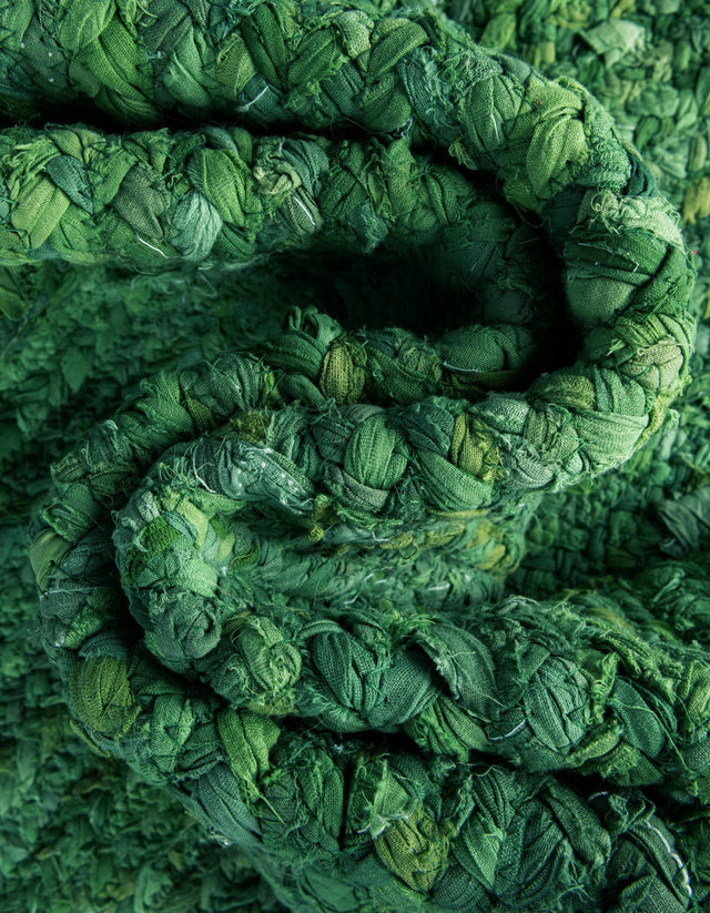 Green 3' 3 x 3' 3 Braided Chindi Round Rug