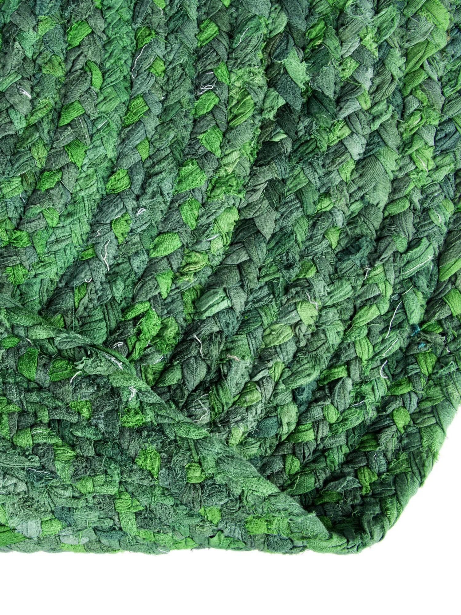 Green 8' x 8' Braided Chindi Round Area Rug 100% Cotton Hand Braided Natural Eco-Friendly Boho Style Modern Carpet for Living Rooms Dining Office Dorm for Sale at Rug Engine