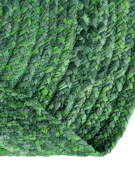 Green 8' x 8' Braided Chindi Round Area Rug 100% Cotton Hand Braided Natural Eco-Friendly Boho Style Modern Carpet for Living Rooms Dining Office Dorm for Sale at Rug Engine