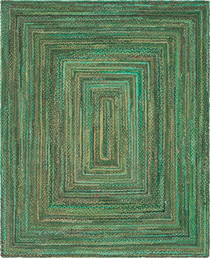 Green 8' x 10' Braided Chindi Rectangle Rug