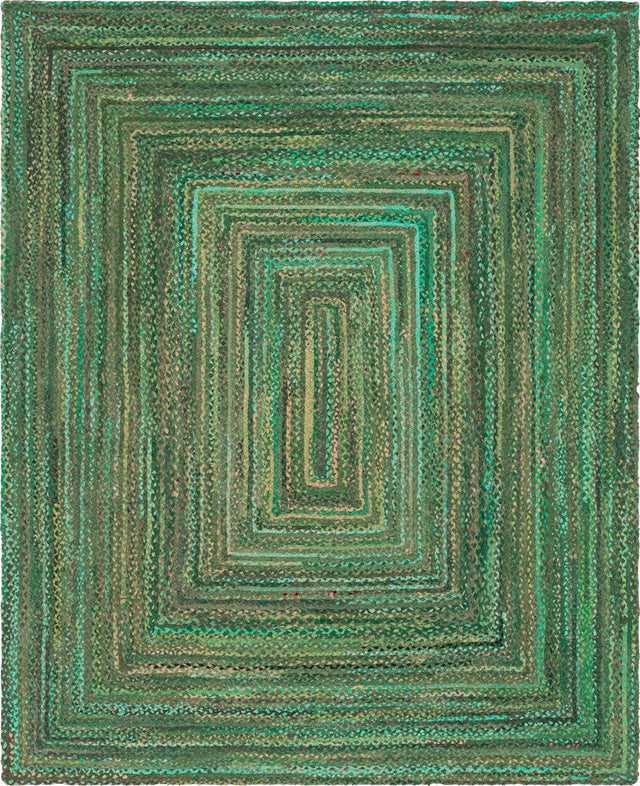 Green 8' x 10' Braided Chindi Rectangle Rug