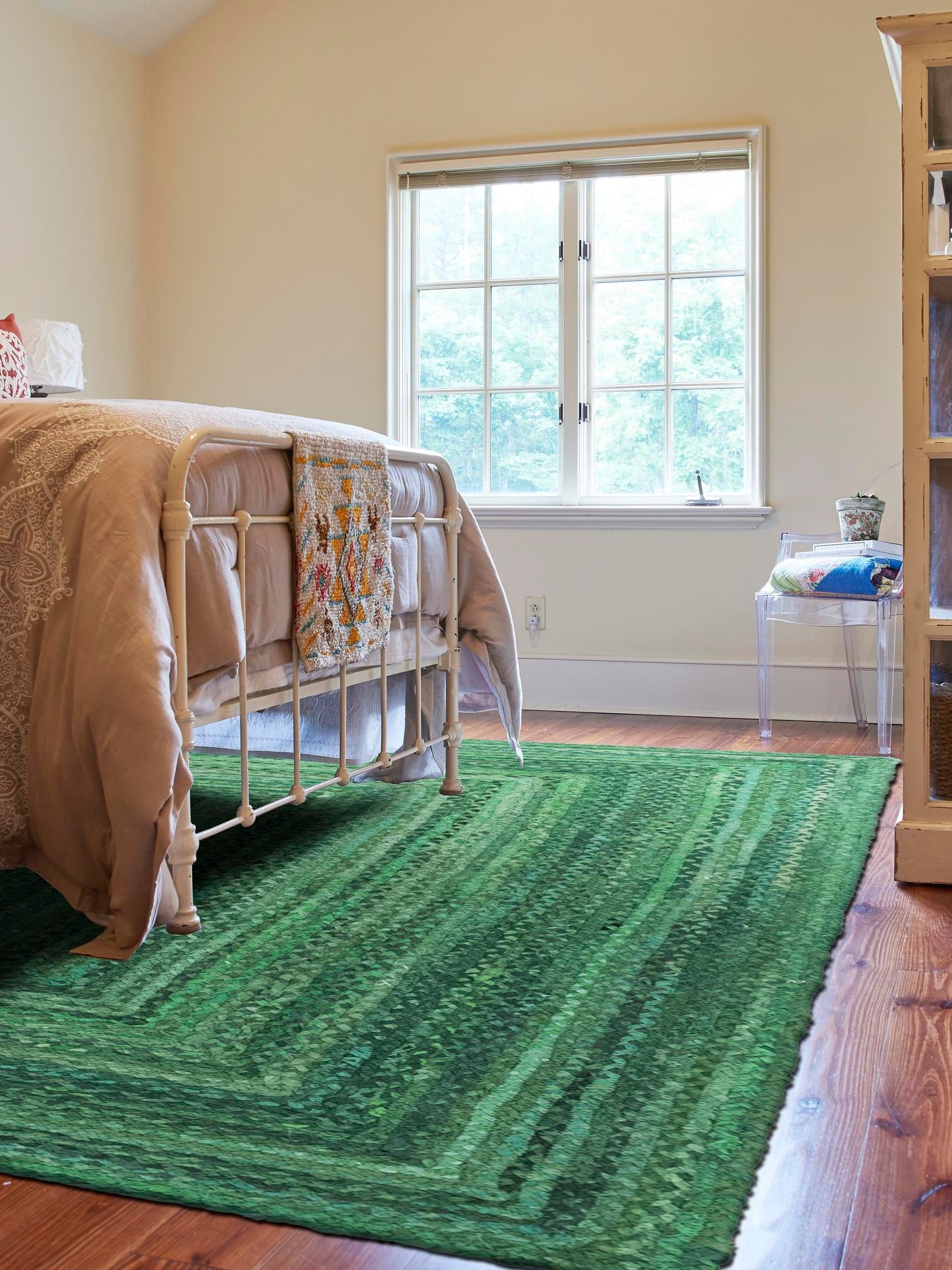 Green 9' x 12' Braided Chindi Rectangle Area Rug 100% Cotton Hand Braided Natural Eco-Friendly Boho Style Modern Carpet for Living Rooms Dining Office Dorm for Sale at Rug Engine
