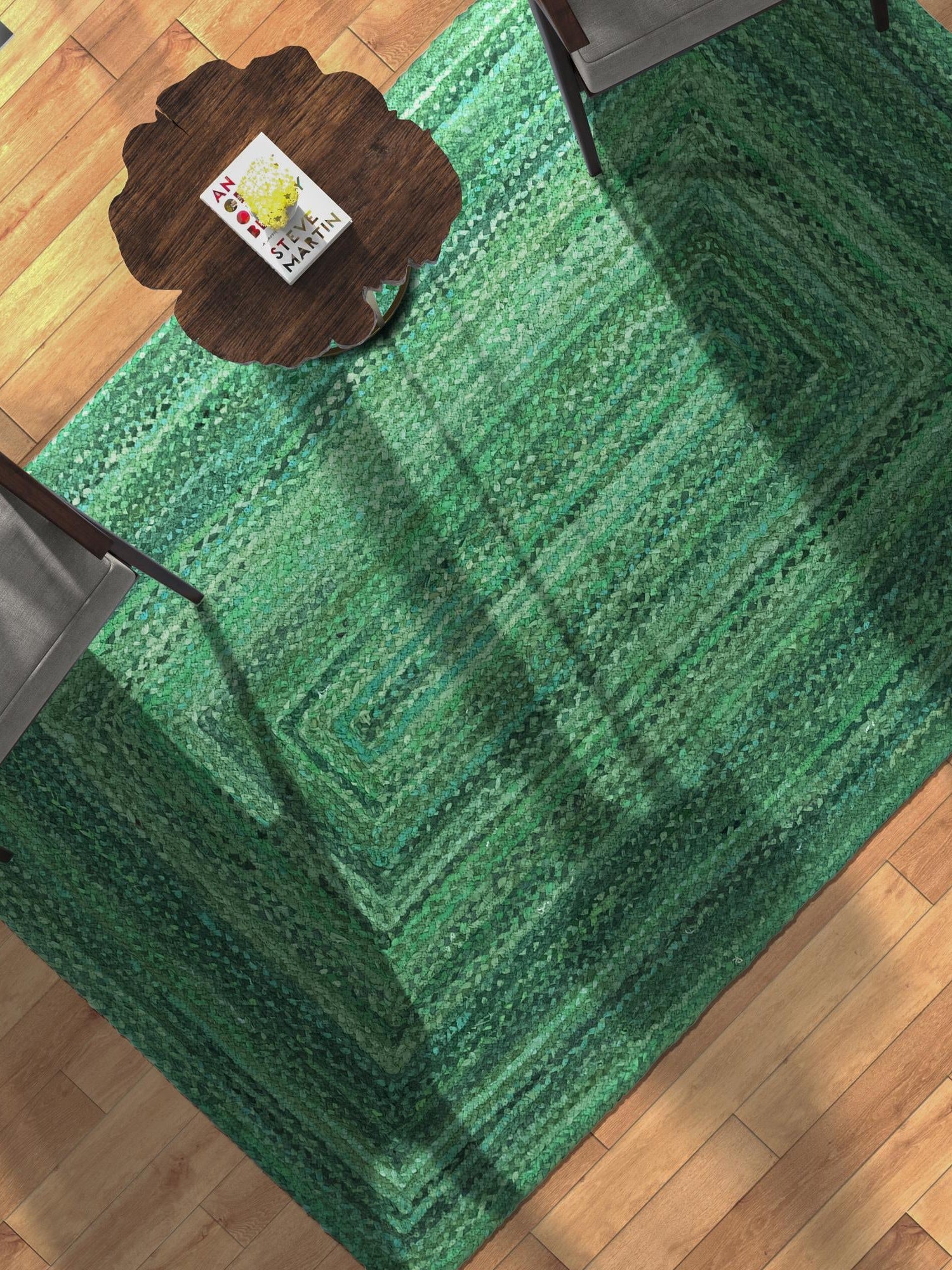 Green 9' x 12' Braided Chindi Rectangle Area Rug 100% Cotton Hand Braided Natural Eco-Friendly Boho Style Modern Carpet for Living Rooms Dining Office Dorm for Sale at Rug Engine