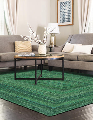 Green 9' x 12' Braided Chindi Rectangle Area Rug 100% Cotton Hand Braided Natural Eco-Friendly Boho Style Modern Carpet for Living Rooms Dining Office Dorm for Sale at Rug Engine
